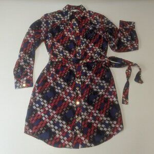 Trina Turk 100% Silk Multi-Colored Midi Dress Size 4